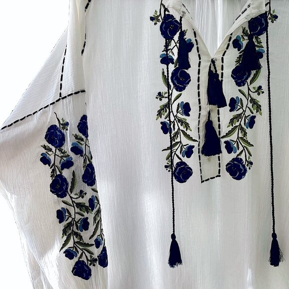 ST. ROCHE “Willow” Embroidery Floral Shirtdress – White/Navy (Size S) – NWT 💙 - Picture 2 of 10